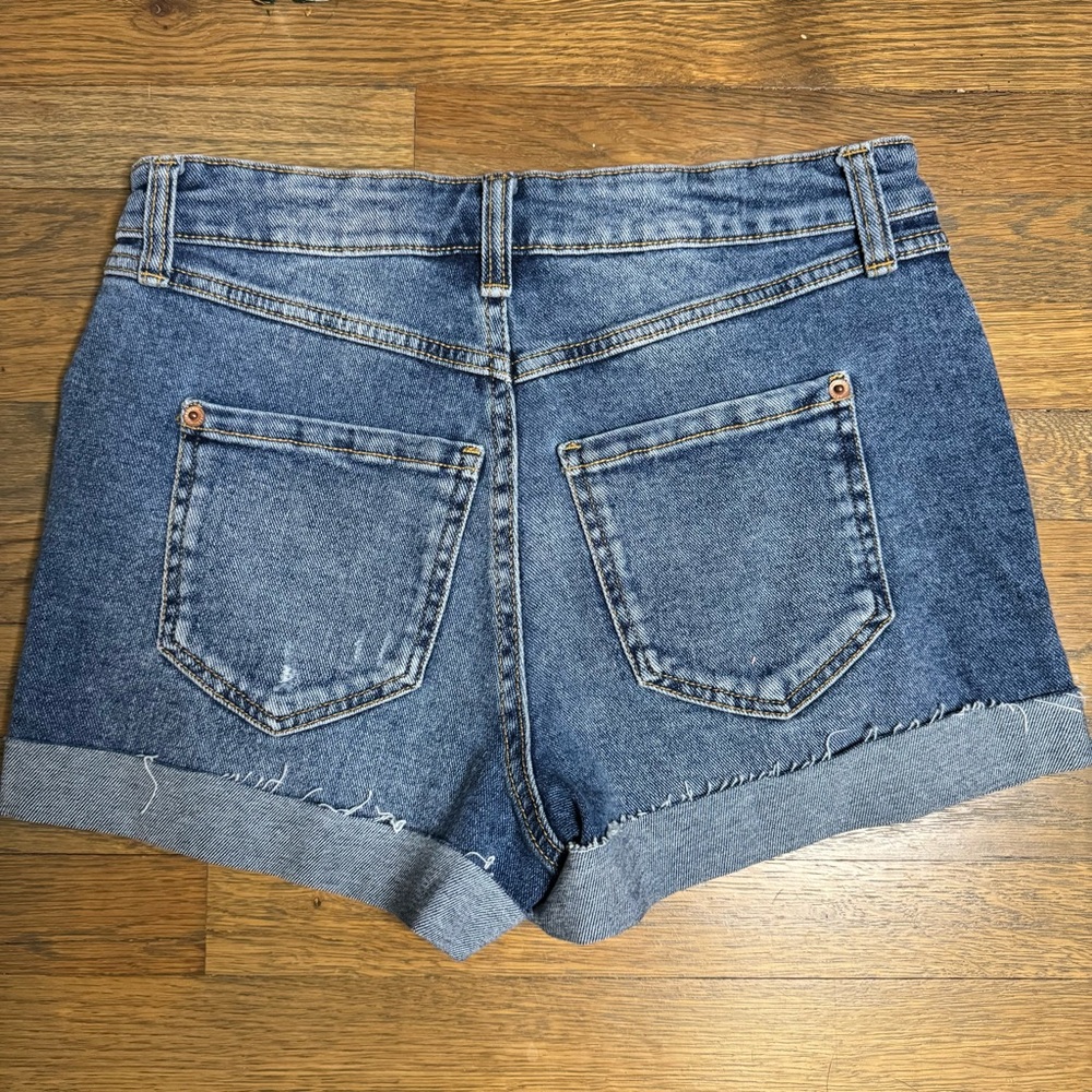 INC Denim Blue Distressed Cuffed Jean Shorts